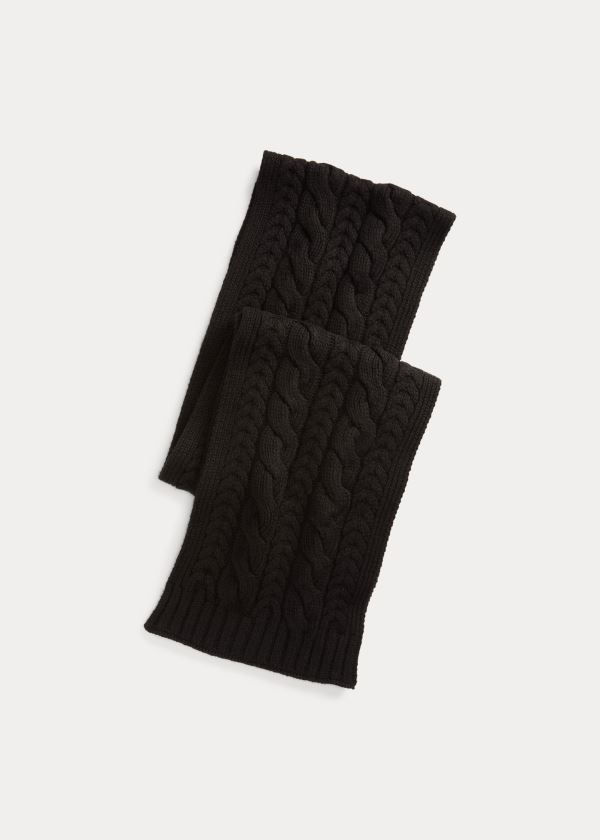 Bufandas Ralph Lauren Hombre Negros - Cable-Knit Cashmere - FDTIP9081